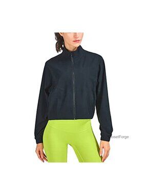 UPF 50+ Long Sleeve Cropped Zip Up Track Jacket with Pockets